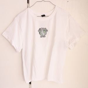 100% cotton White T-shirt embroidered